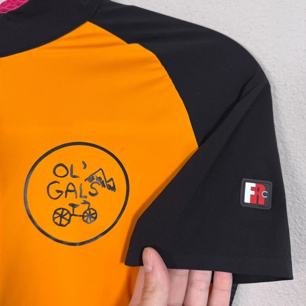 Giordana Women's L Made in Italy Cycling Jersey Orange Black Full Zip Club Bike